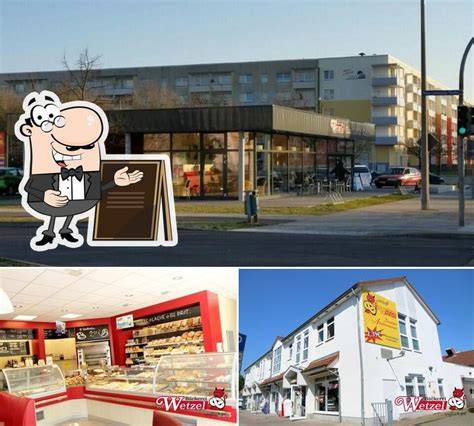 Ladenlokal und Café-Bereich der Bäckerei Wetzel, Standortkarte Stendal