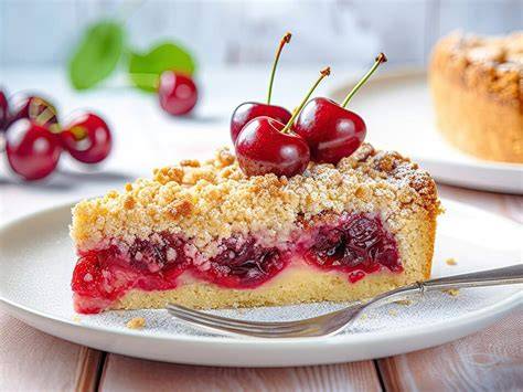 Laktosefreier Kirschkuchen mit Mandel-Topping
