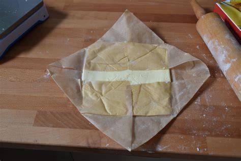 Laminierung: Butterplatte, Falttechnik in Dritteln, Kühlpausen