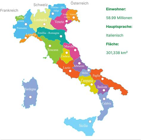 Landkarte: Regionen Italiens mit Eistradition und typischen Spezialitäten