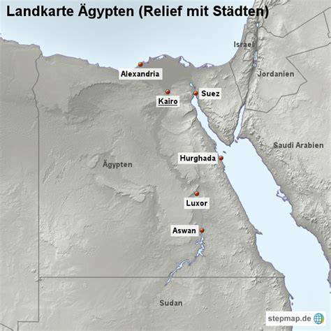 Landkarte Ägypten mit wichtigen Städten für Schokoladenvertrieb