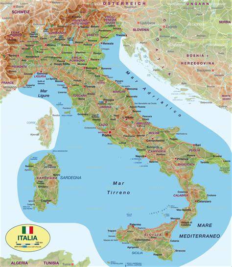 Landkarte mit Mandelkeks-Regionen Italien