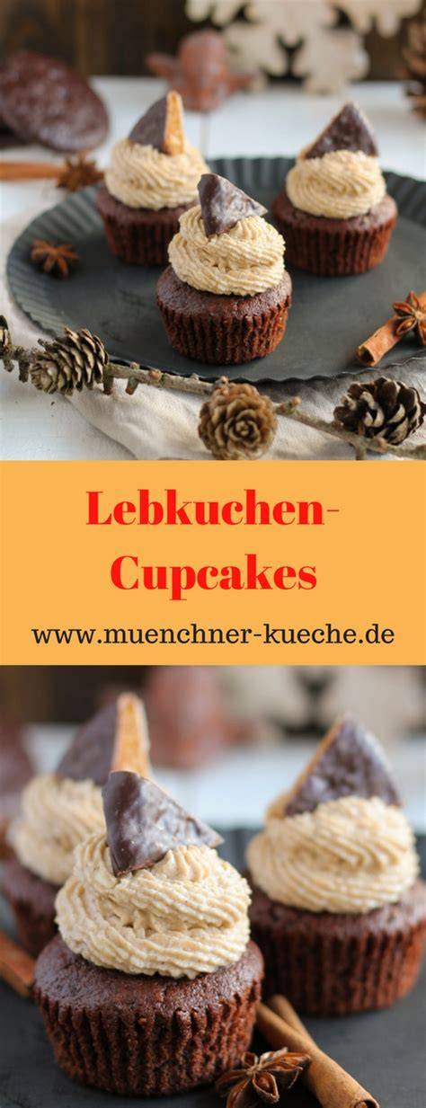 Lebkuchen Cupcakes mit Frosting und Mini-Lebkuchen