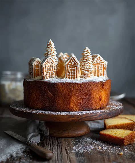 Lebkuchen Kuchen festlich dekoriert auf dem Weihnachtstisch