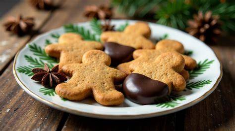 Lebkuchen auf einem Teller mit Schokoladenüberzug