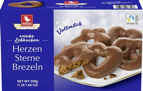 Lebkuchen im Aldi-Regal - Herzen, Sterne und Brezeln