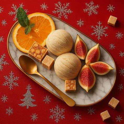 Lebkuchen-Desserts, festlich angerichtet