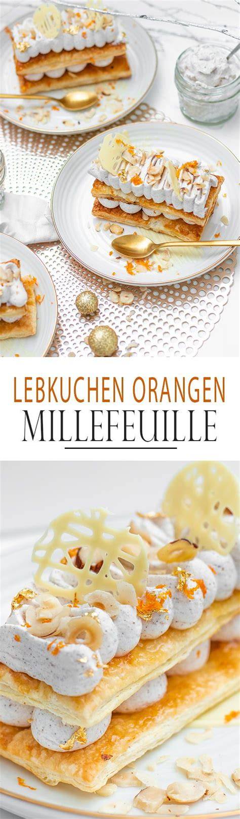 Lebkuchen-Orangen-Millefeuille mit Blattgold