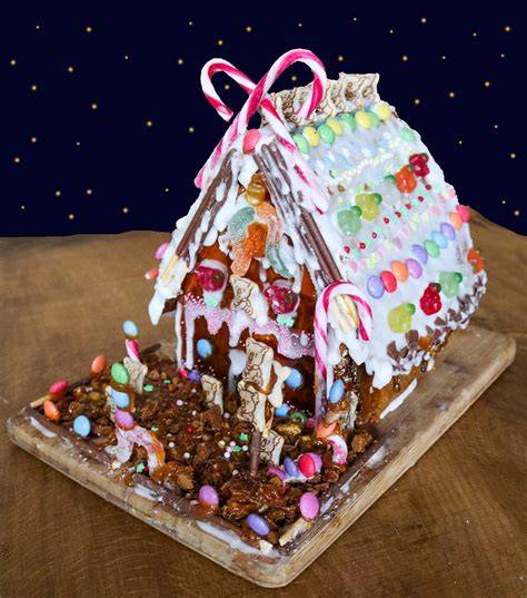 Lebkuchenhaus bunt mit Süßigkeiten verziert