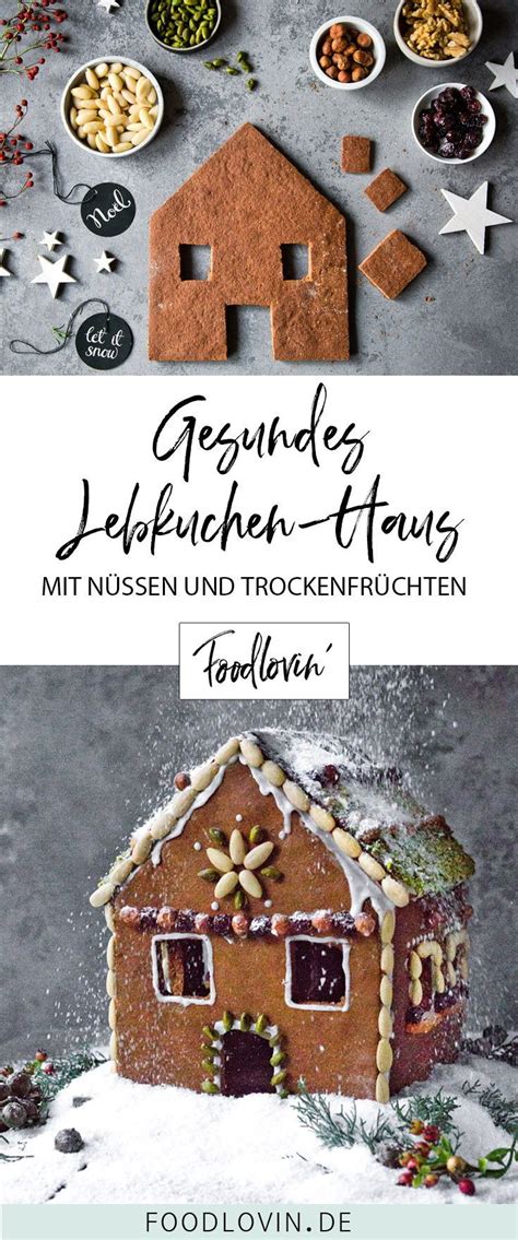 Lebkuchenhaus mit Nüssen und Trockenfrüchten dekoriert