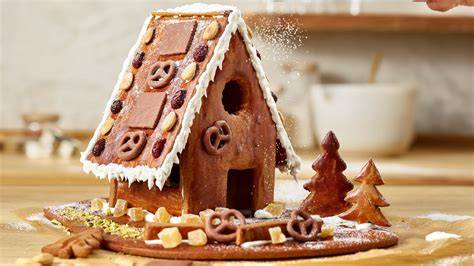 Lebkuchenhaus mit Zuckerguss-Dach