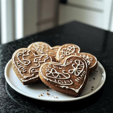 Lebkuchenherzen mit Zuckerguss und Motiven