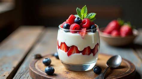 Leichte Desserts mit Joghurt und Beeren