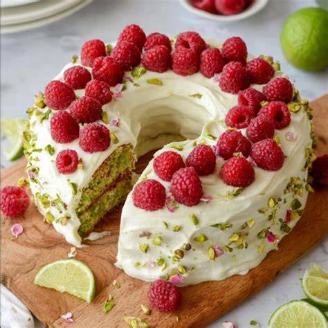 Limetten- und Pistazien-Avocado-Kuchen als Geburtstagstorte