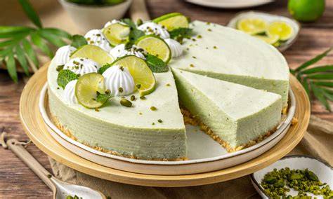 Limetten-Cheesecake dekoriert