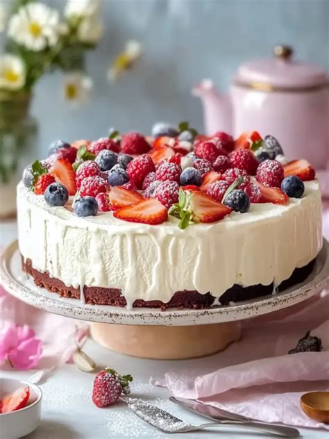 Limetten-Käsekuchen mit Mascarpone und frischen Erdbeeren