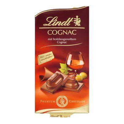 Lindt Cognac Schokolade Zutaten - Nahaufnahme der Tafel