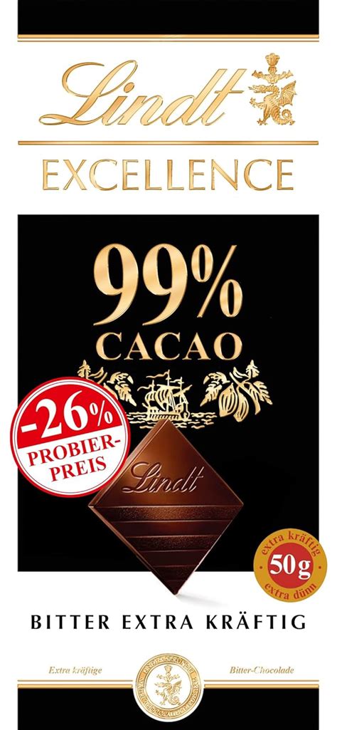 Lindt Excellence 99% Kakao Schokolade - Verpackung und Tafel