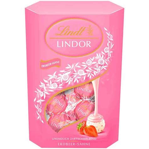 Lindt Lindor Erdbeer-Sahne Kugeln in weißer Schokolade