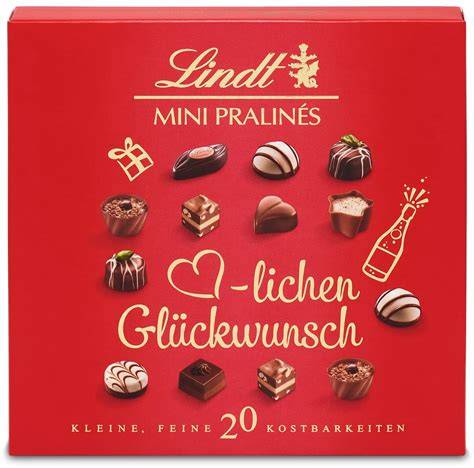Lindt Mini Pralinés rosa Verpackung mit Geburtstagsgruß