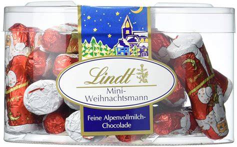 Lindt Mini Weihnachtsmänner, Produktabbildung, Alpenvollmilch-Schokolade