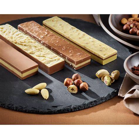 Lindt Nougat Streifen Pralinen, Nahaufnahme