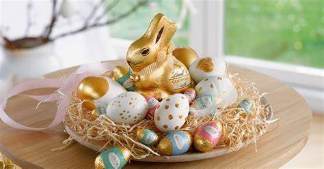 Lindt Ostereier im Osternest mit Datenschutzhinweis
