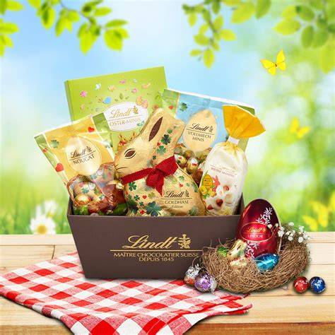 Lindt Ostersortiment und Präsentation auf dem gedeckten Tisch