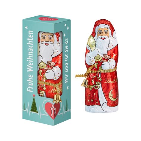 Lindt Weihnachtsmann mit personalisiertem Namen auf Geschenkbox