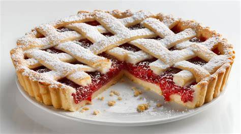 Linzer Torte mit Gitter und Puderzucker