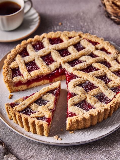Linzertorte auf Kuchengitter, frische Linzerecken