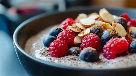 Low-Carb-Müsli in einer Schüssel mit Beeren und Nüssen