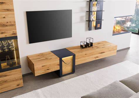 Lowboard Eiche Trüffel Nahaufnahme Holzstruktur und schwarze Griffe
