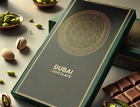 Luxuriöse goldene Verpackung der Dubai-Schokolade
