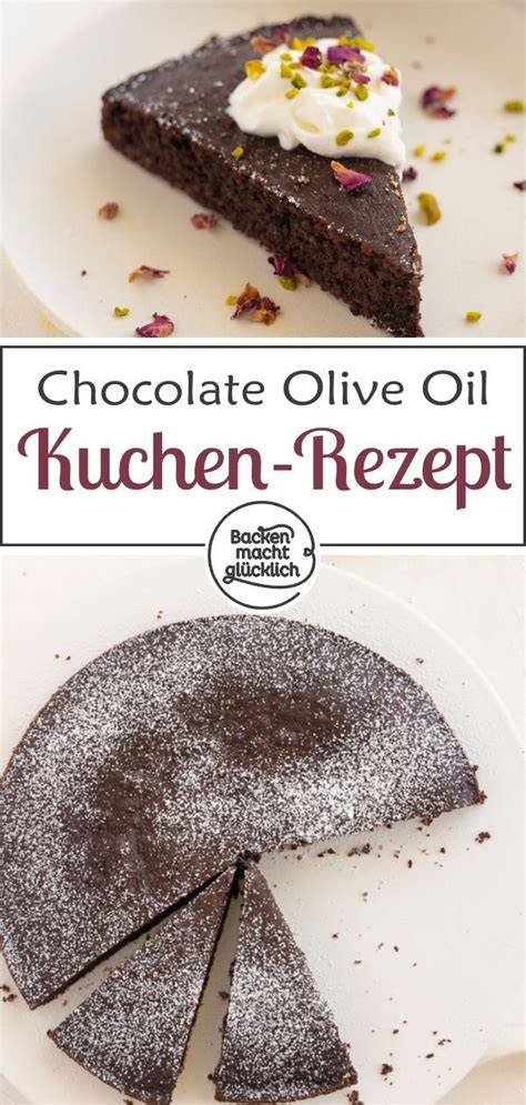Mädchen backt Schokoladenkuchen mit Olivenöl, Schritt für Schritt, in der Küche
