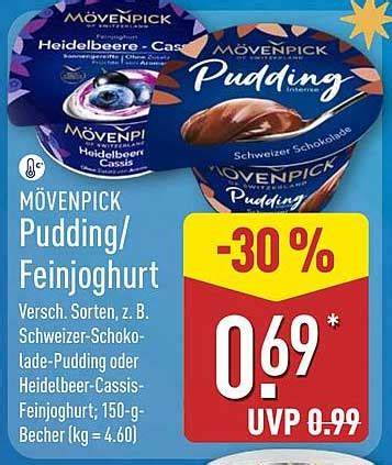 Mövenpick Pudding Vielfalt in verschiedenen Bechern