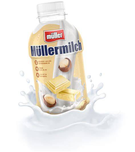Müllermilch Flasche Weiße Schokolade Pistazie und Zutatenbild