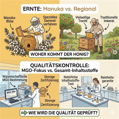 MGO-Konzentration Vergleich: Manuka vs. herkömmlicher Honig (Infografik)
