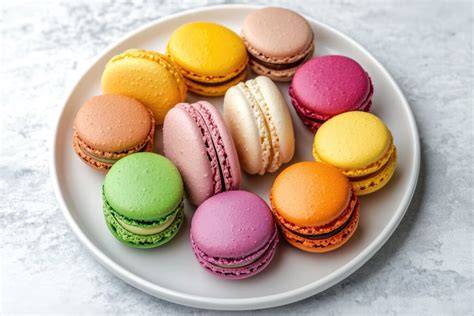 Macarons mit Cranberry-Buttercreme auf einem Teller