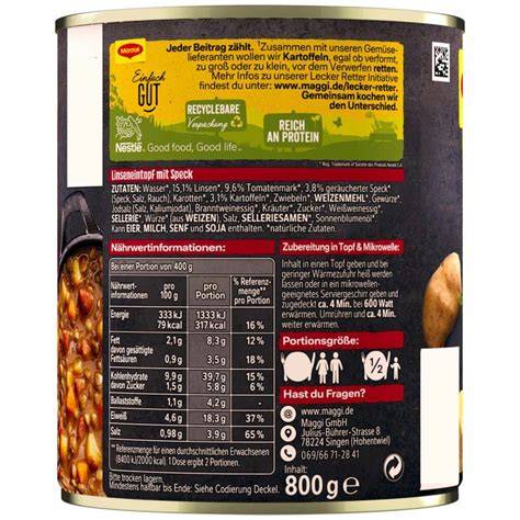 Maggi Produkte, Zutaten und Kennzeichnungen