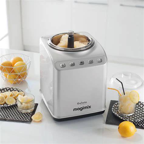 Magimix Eismaschine Gelato Expert Produktabbildung und Komponenten