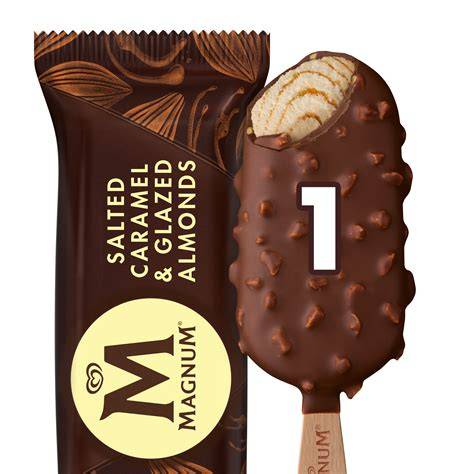 Magnum Eiswaffel und Zutaten Nahaufnahme