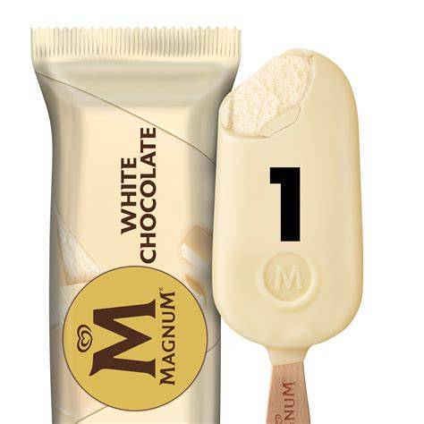 Magnum White Chocolate Eis - Stiel und Querschnitt