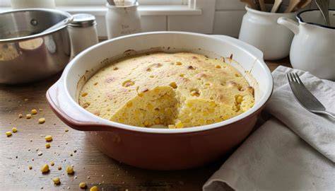 Maisauflauf frisch aus dem Ofen mit geschmolzenem Käse