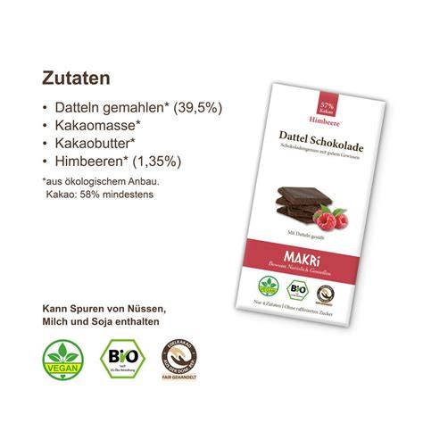 Makri Dattel Schokolade und Zutaten