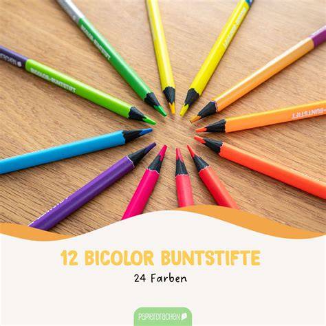Malblock und Bicolor-Buntstifte aufgeräumt
