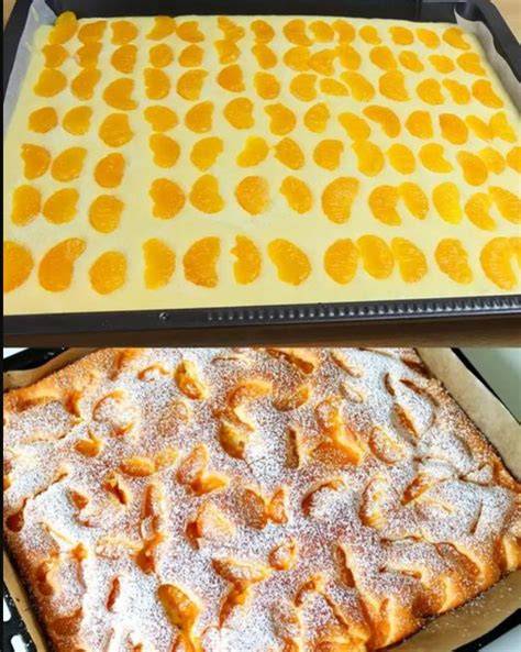 Mandarinen auf Blechkuchen
