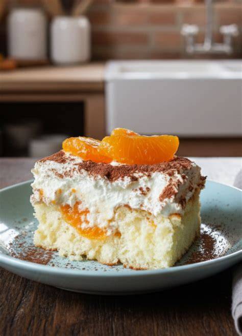 Mandarinen auf Schmandcreme dekoriert