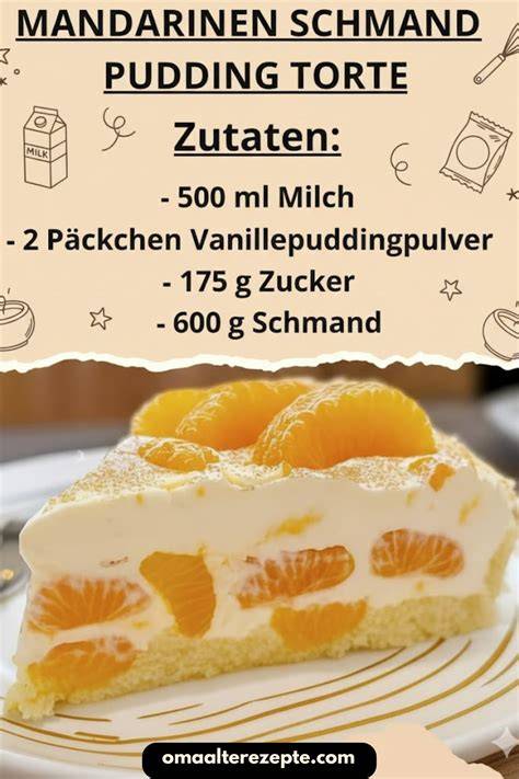 Mandarinen-Schmand-Torte auf einem Kuchenteller