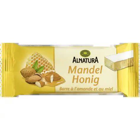 Mandel Honig Riegel Nahaufnahme der Zutatenliste
